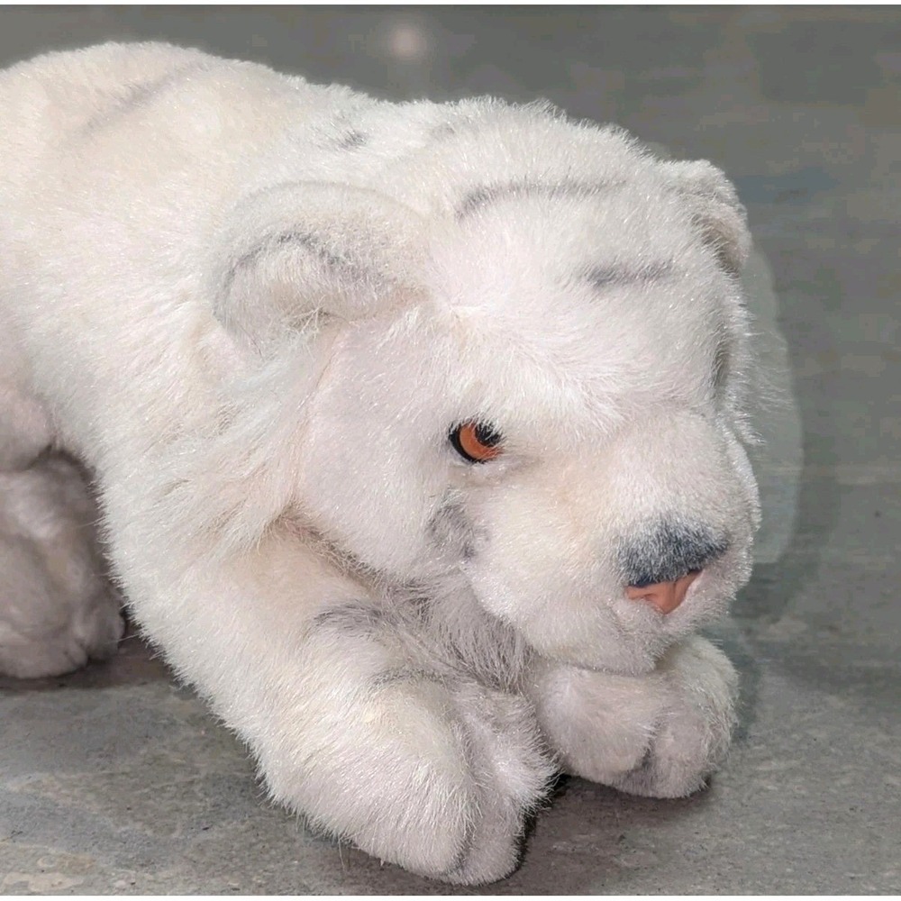 Vintage Plush Stuffed Russ White Grey Tiger Cub 10" Stuffed Animal Collectible